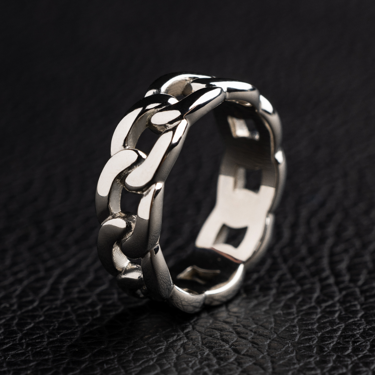 GLD PROMO - WOMEN Cuban Band Ring in White Gold