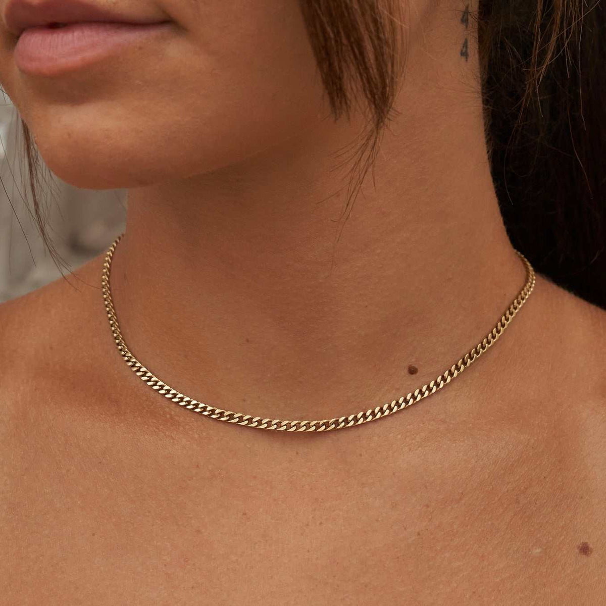 GLD Women 3MM Micro Cuban Necklace in Yellow Gold