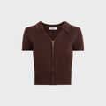 GUIZIO Calesia Zip Up Top - Brown