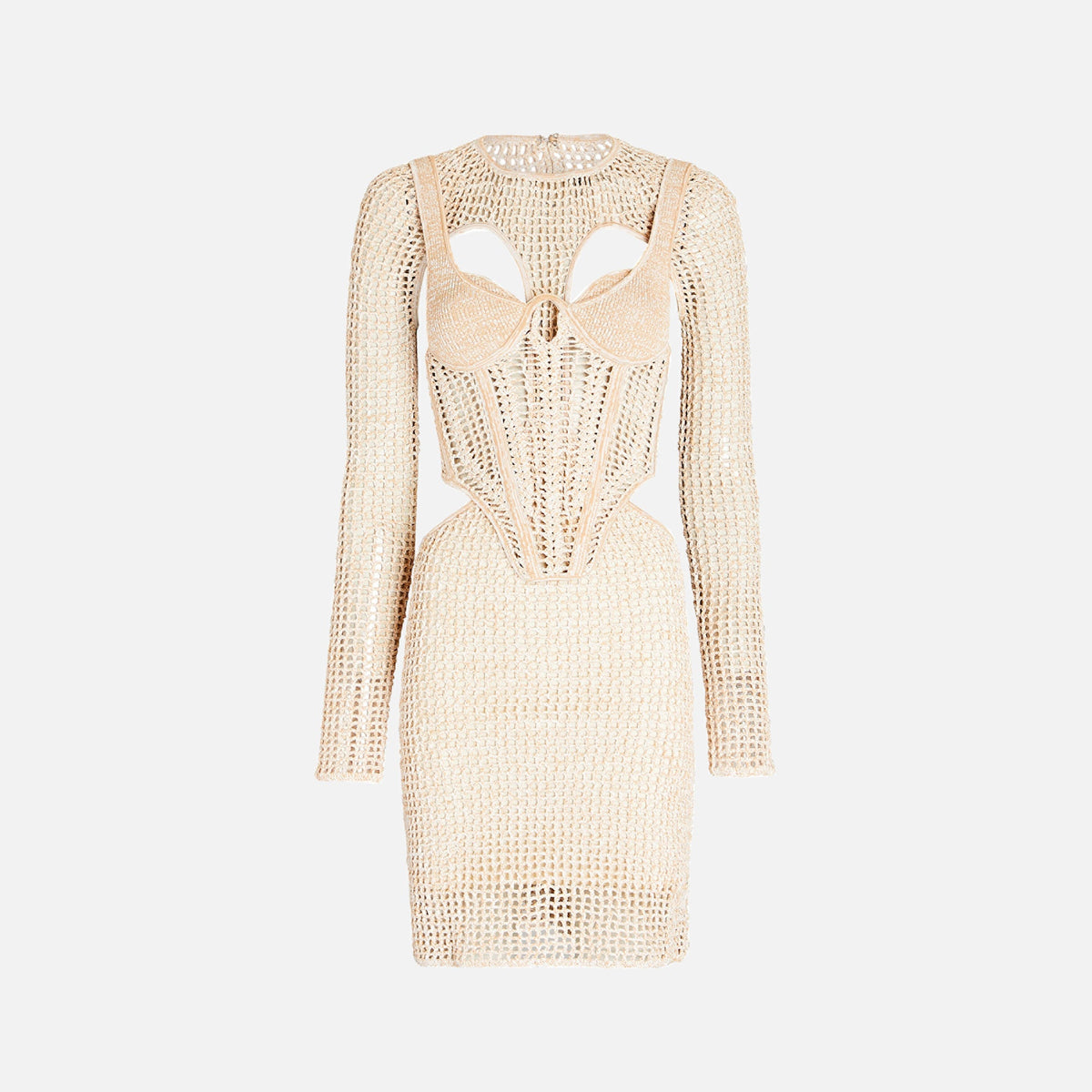 Dion Lee Stirrup Crochet Mini Dress - Cream Marle