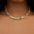 GLD Women Diamond Multi Color Round Stone Chain in Rose Gold - 8MM
