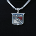 GLD Men New York Rangers Official NHL Logo Pendant in White Gold