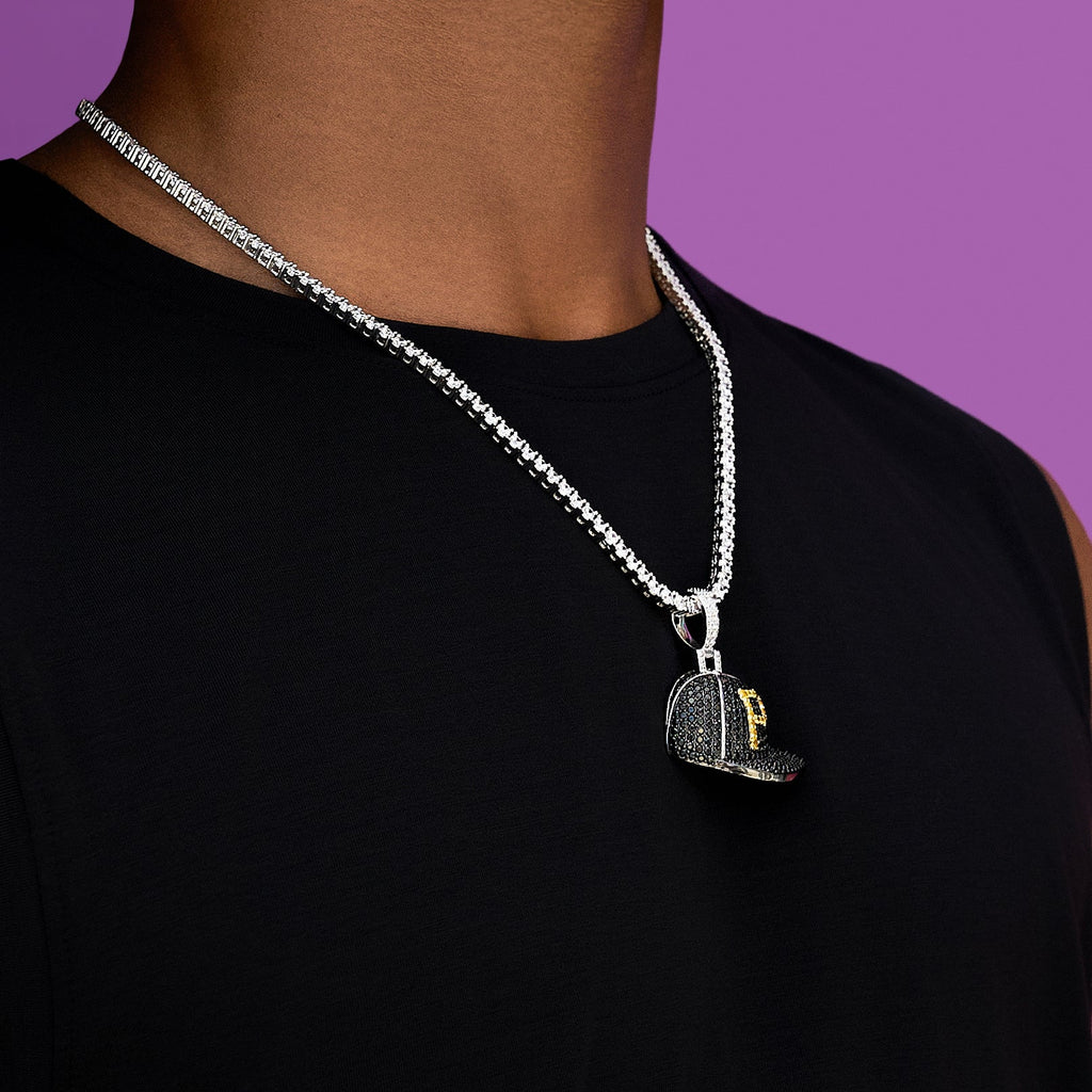 GLD Men Pittsburgh Pirates Official MLB Baseball Cap Pendant in White Gold