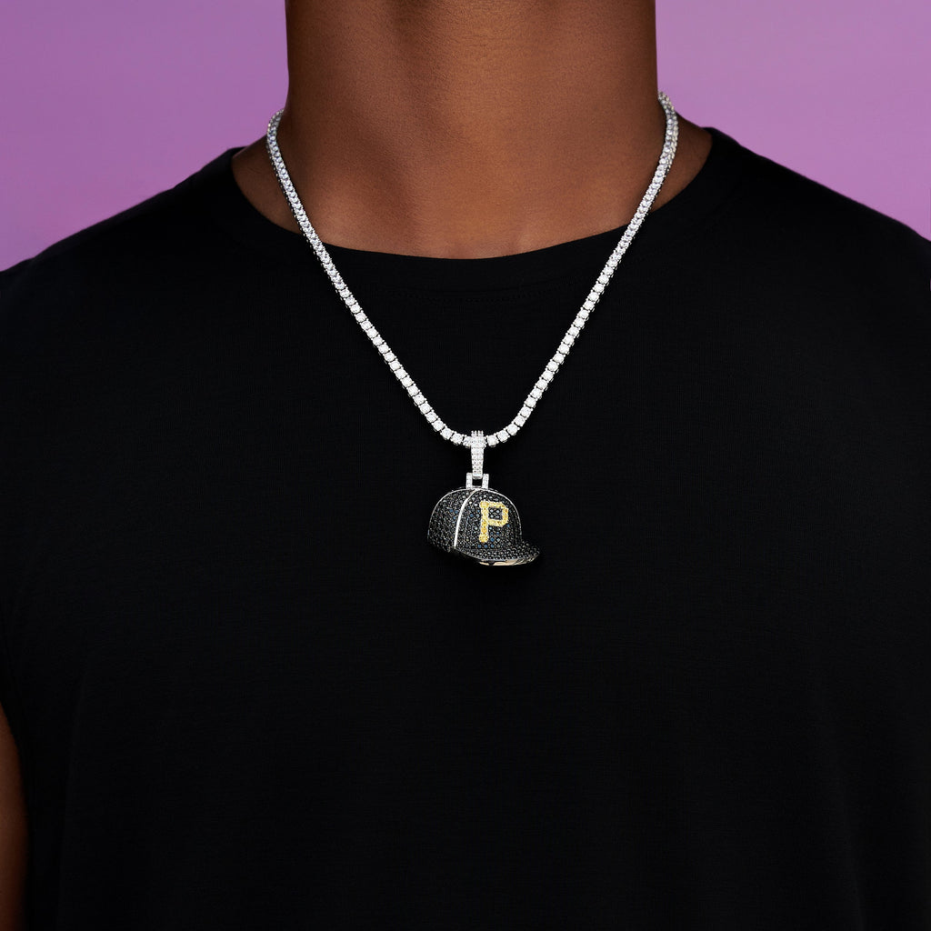GLD Men Pittsburgh Pirates Official MLB Baseball Cap Pendant in White Gold