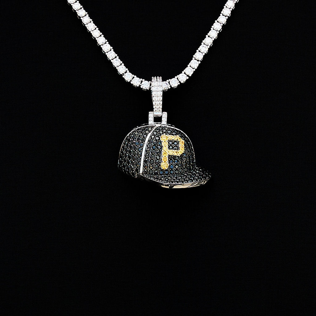 GLD Men Pittsburgh Pirates Official MLB Baseball Cap Pendant in White Gold