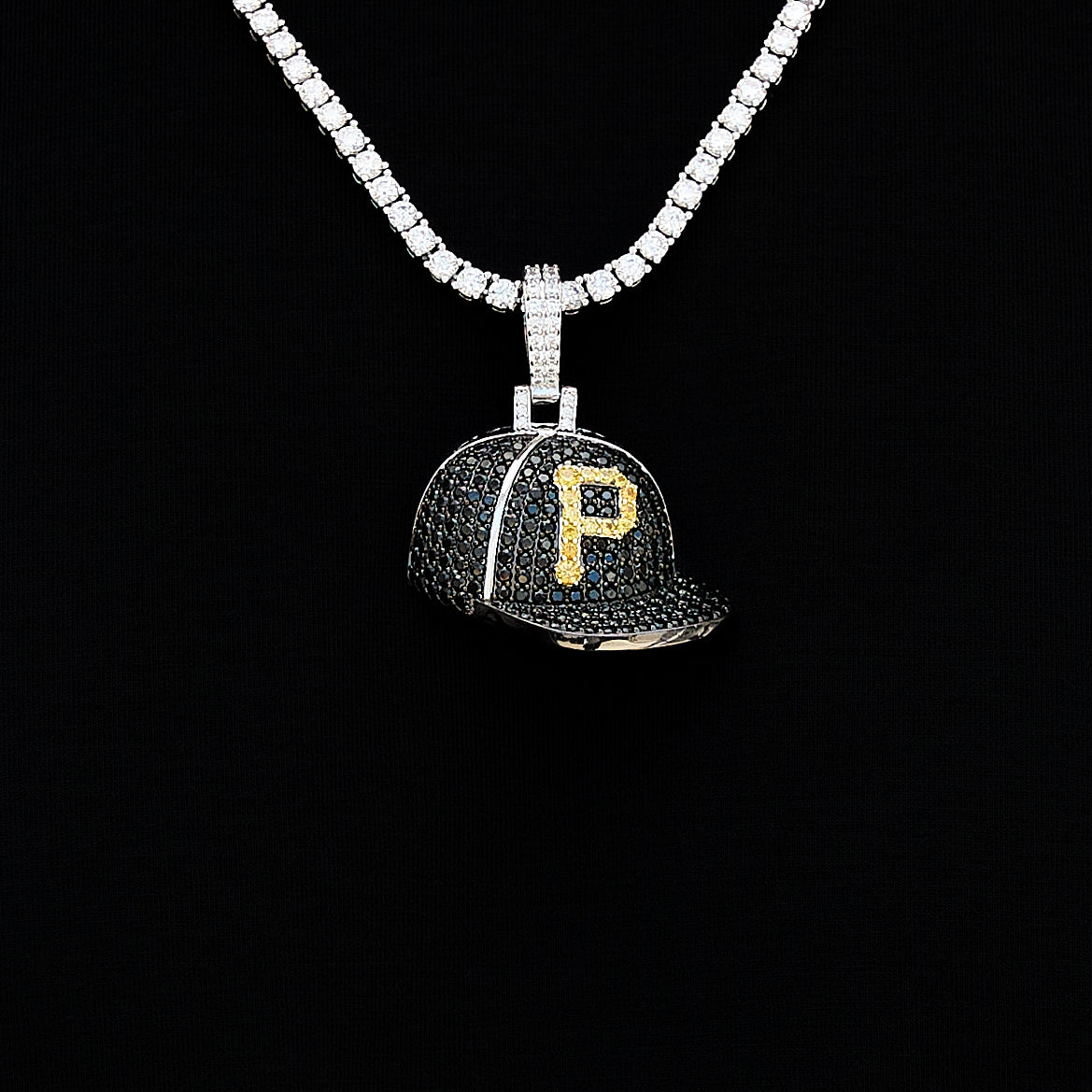 GLD Men Pittsburgh Pirates Official MLB Baseball Cap Pendant in White Gold