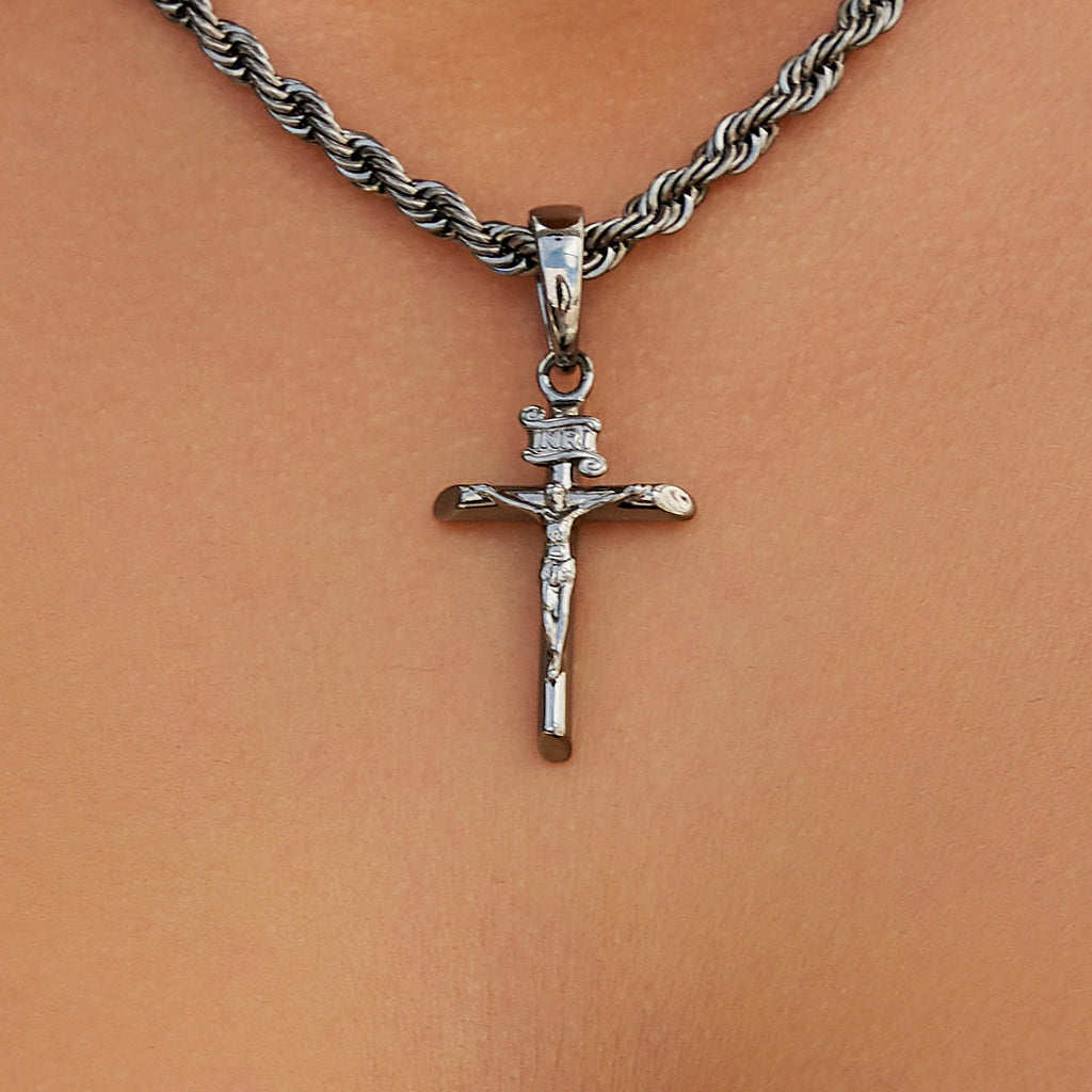 GLD Women Crucifix Cross Pendant in Black