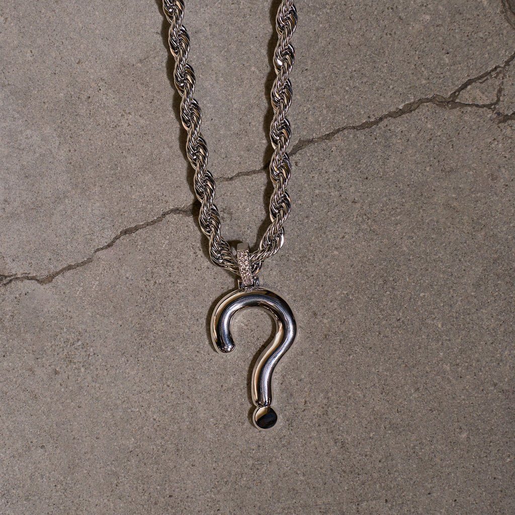 GLD Men GLD x IDK New York Question Mark Pendant in White Gold