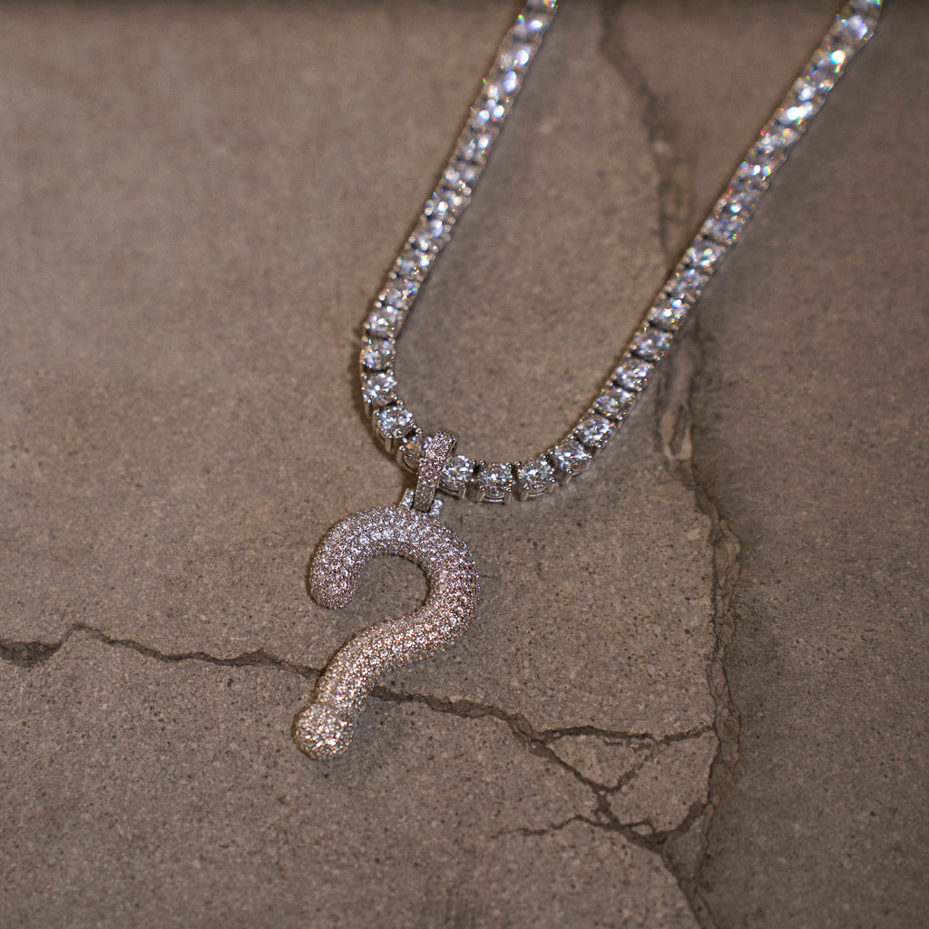GLD Men GLD x IDK New York Moissanite Iced Question Mark Pendant in Sterling Silver