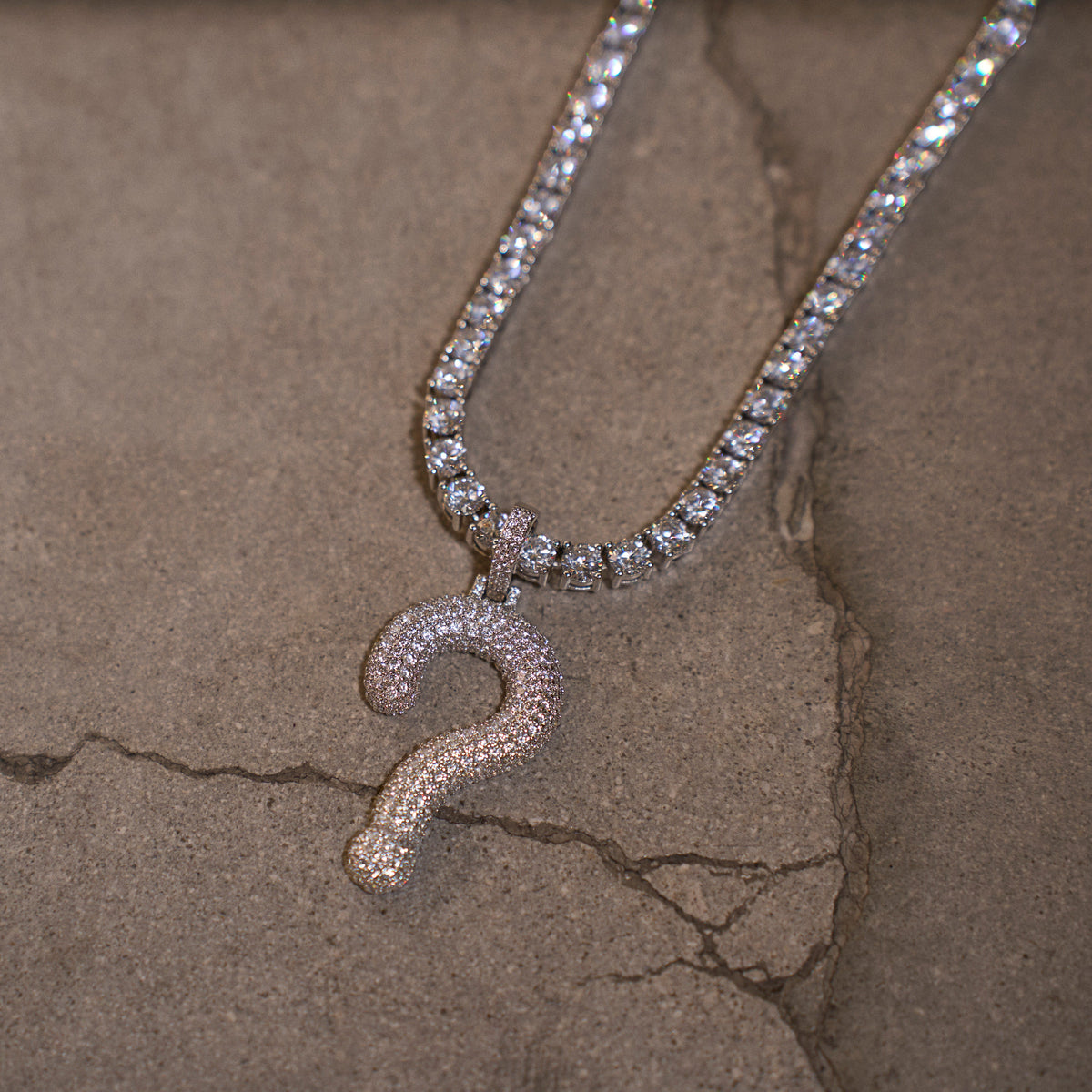 GLD Men GLD x IDK New York Moissanite Iced Question Mark Pendant in Sterling Silver