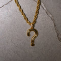 GLD Men Question Mark Pendant + 6mm Rope Chain in Yellow Gold Bundle