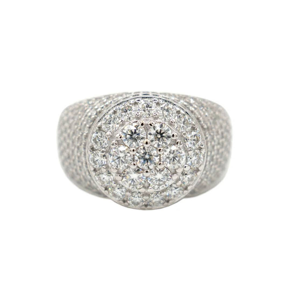 GLD Women Women's Moissanite Diamond Cluster Ring in White Gold Vermeil
