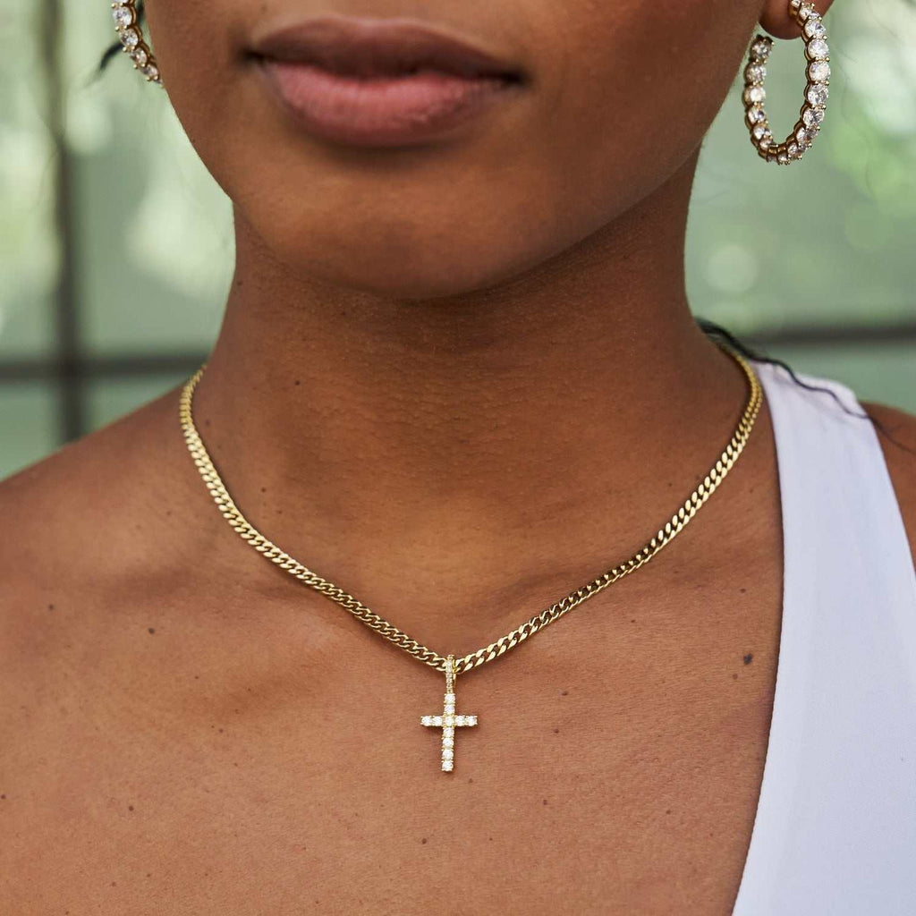 GLD Women Micro Diamond Cross in Yellow Gold
