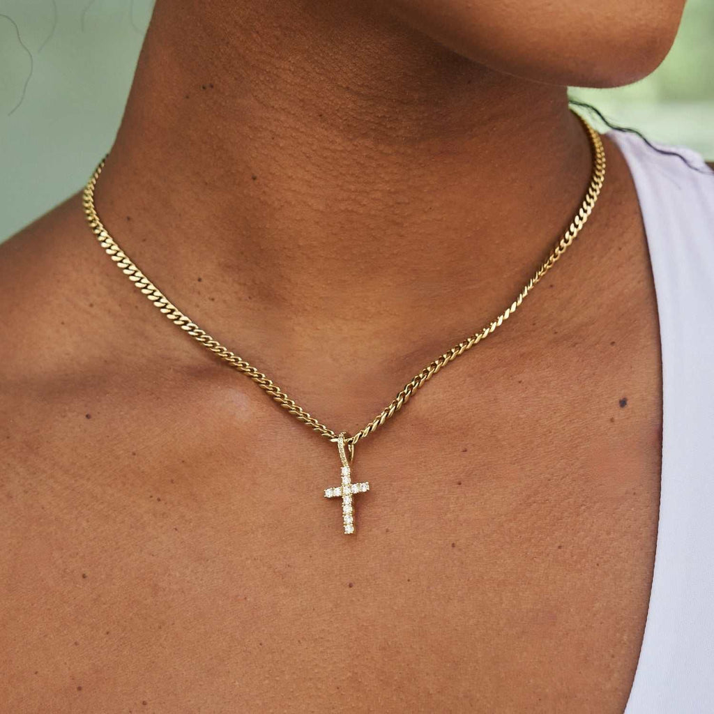 GLD Women Micro Diamond Cross in Yellow Gold