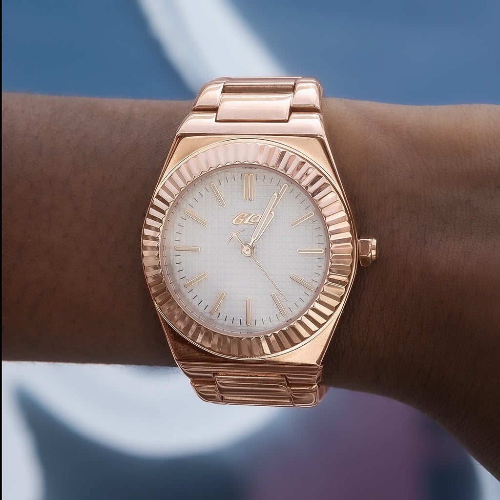 GLD Women 36MM Fluted Bezel Alpha Era in Rose Gold