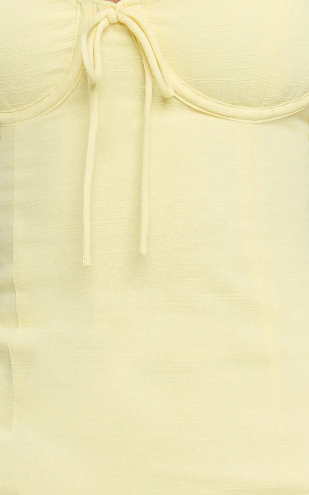 Mikayla Mini Linen Blend Dress - Sweetheart Ruched Bust Fitted Dress in Lemon