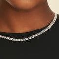 GLD Women GLD Micro Diamond Prong Cuban Necklace in White Gold - 6mm