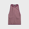 EB Denim Romy Knit Racer Tank Top - Burgundy / Soft Pink Stripe