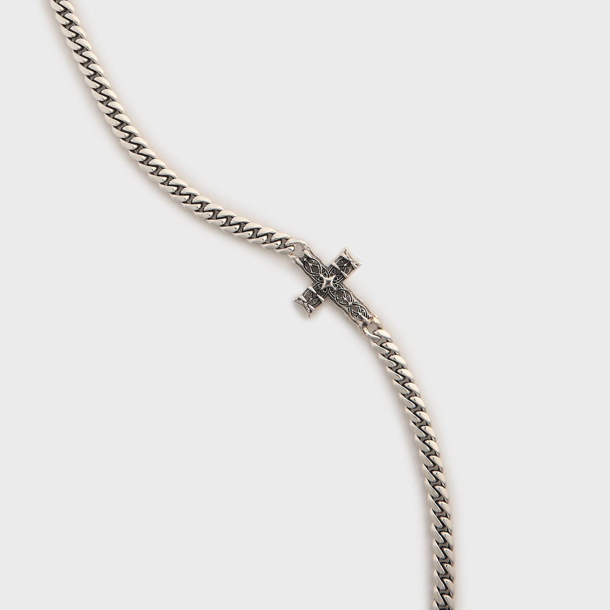 Emanuele Bicocchi Notre Dame Cross Chain Necklace - Silver