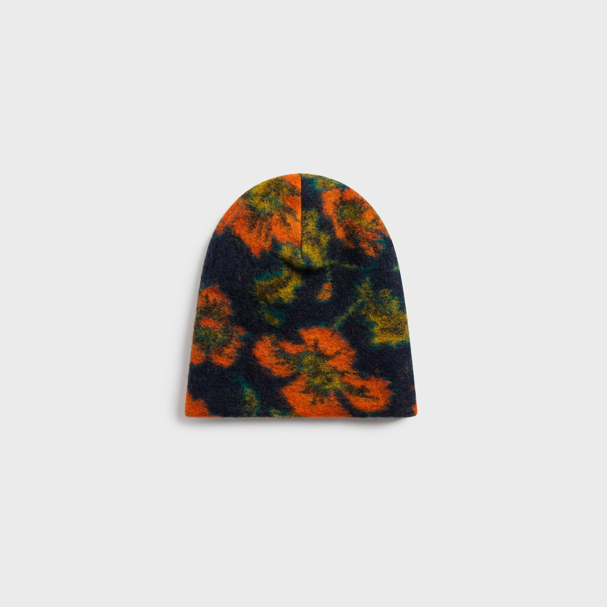 Engineered Garments Beanie - Navy / Orange Floral Knit Jacquard