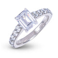GLD Women Emerald Cut Stone Lab Diamond Engagement Ring in Solid White Gold