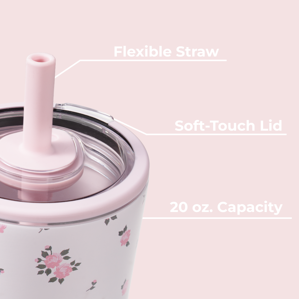Wildrose Everyday Tumbler 20oz with Flexible Straw and Soft-Touch Lid