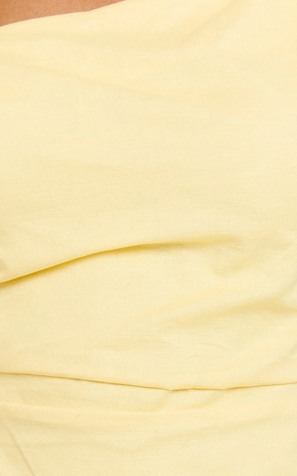 Jeofina Mini Dress - Off The Shoulder Linen Look Dress in Lemon
