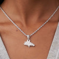 GLD Women Denver Broncos Official NFL Micro Logo Pendant - White Gold
