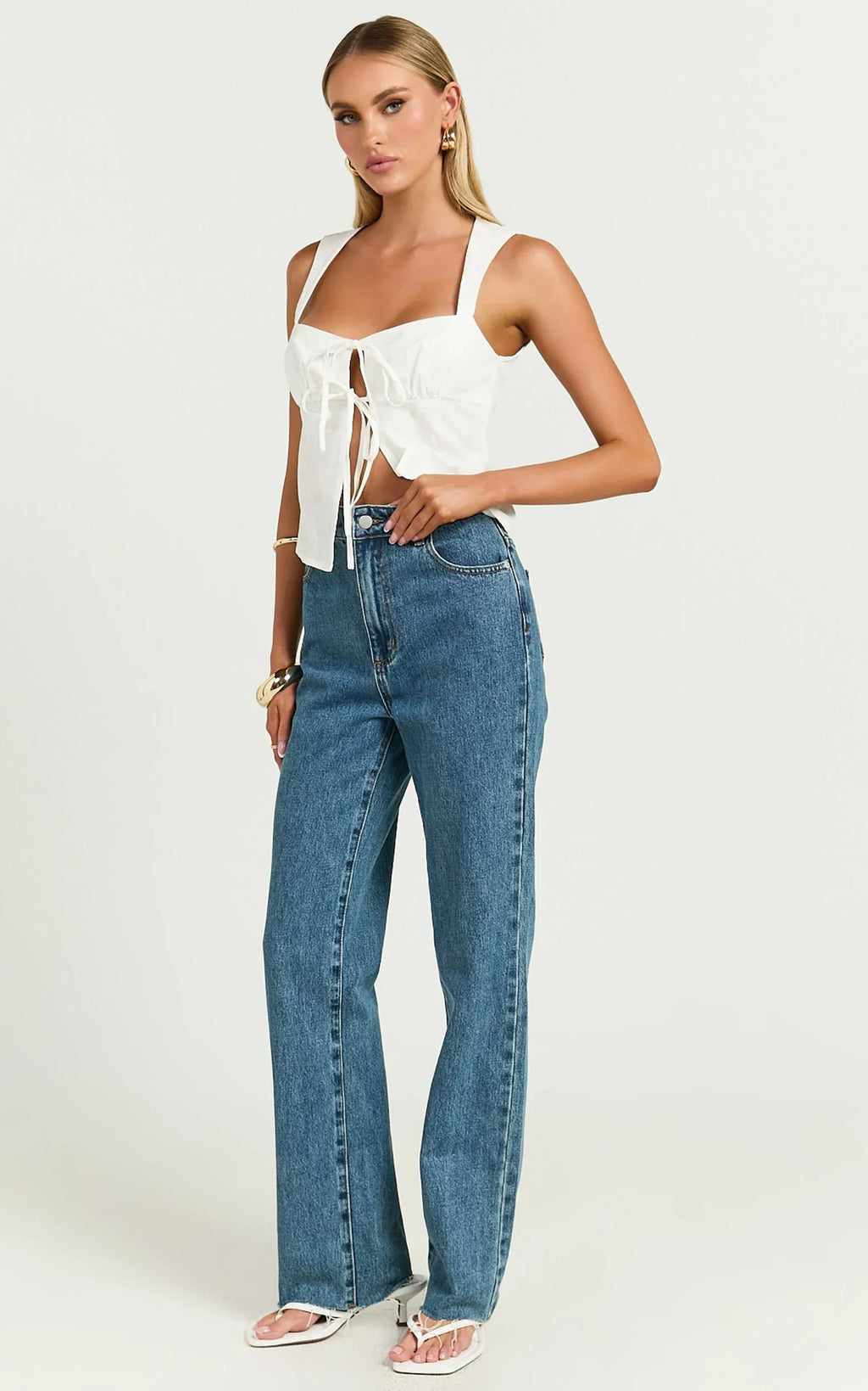 Dexter Jeans - High Waisted Straight Leg Denim Jeans in Dark Blue Wash