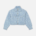 Fiorucci Monogram Cropped Tapered Denim Jacket - Blue