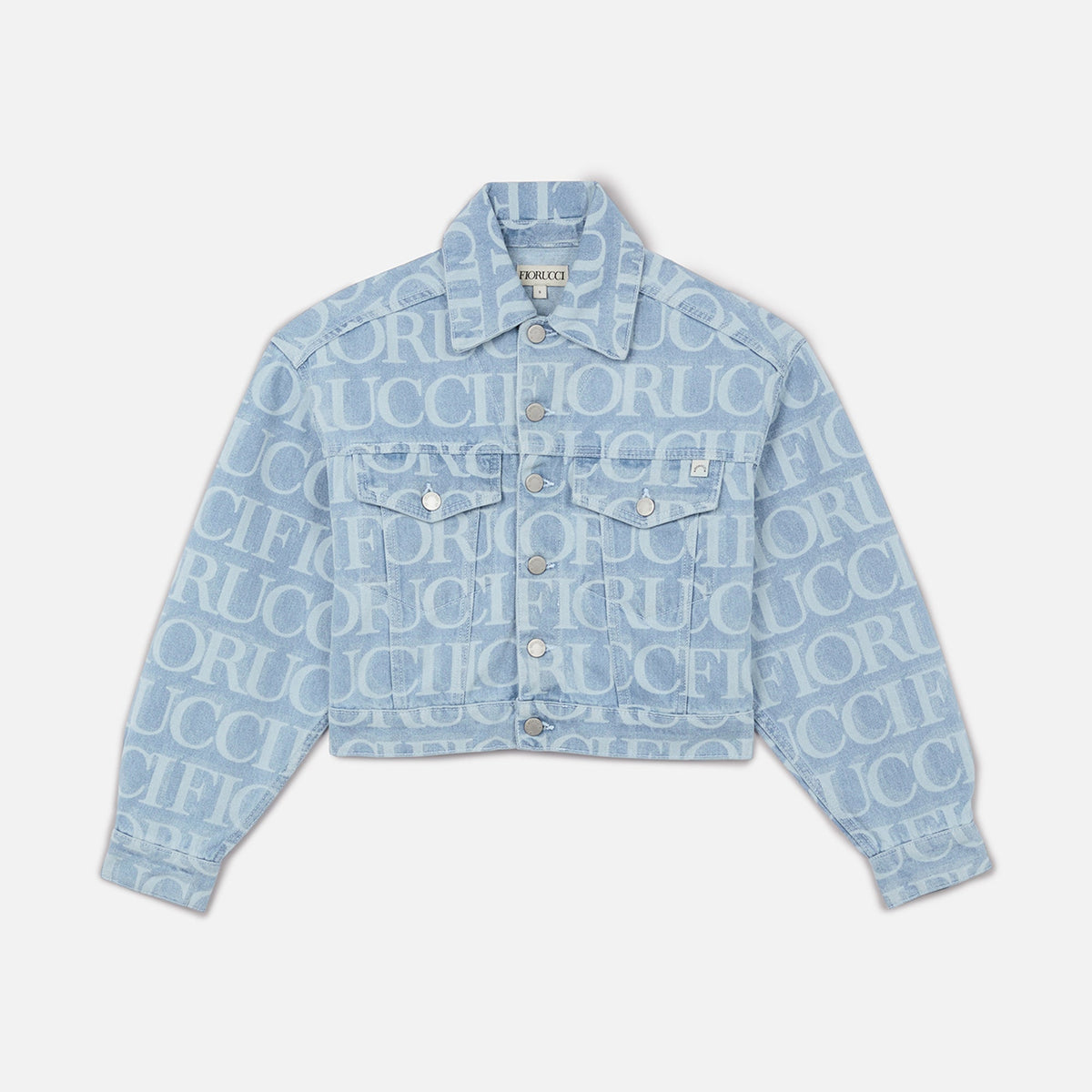 Fiorucci Monogram Cropped Tapered Denim Jacket - Blue