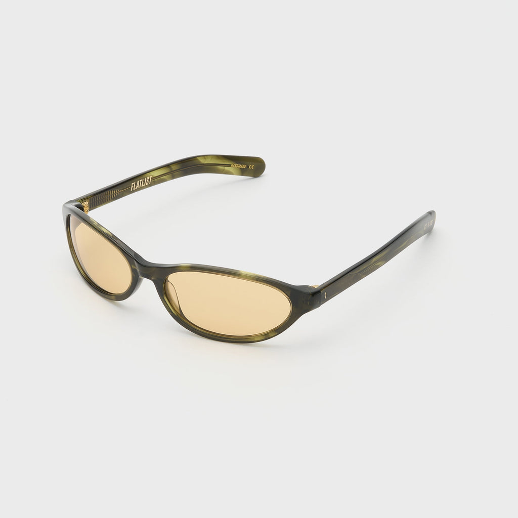 Flatlist Olympia - Olive Horn / Yellow Lens