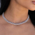 GLD PROMO - WOMEN Iced Cuban Necklace in White Gold - 8.5mm