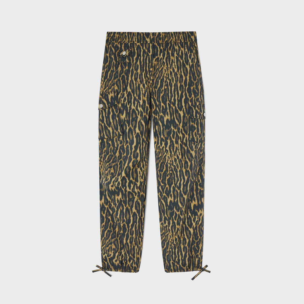 Ganni Printed Stretch Cotton Cargo Pant - Khaki