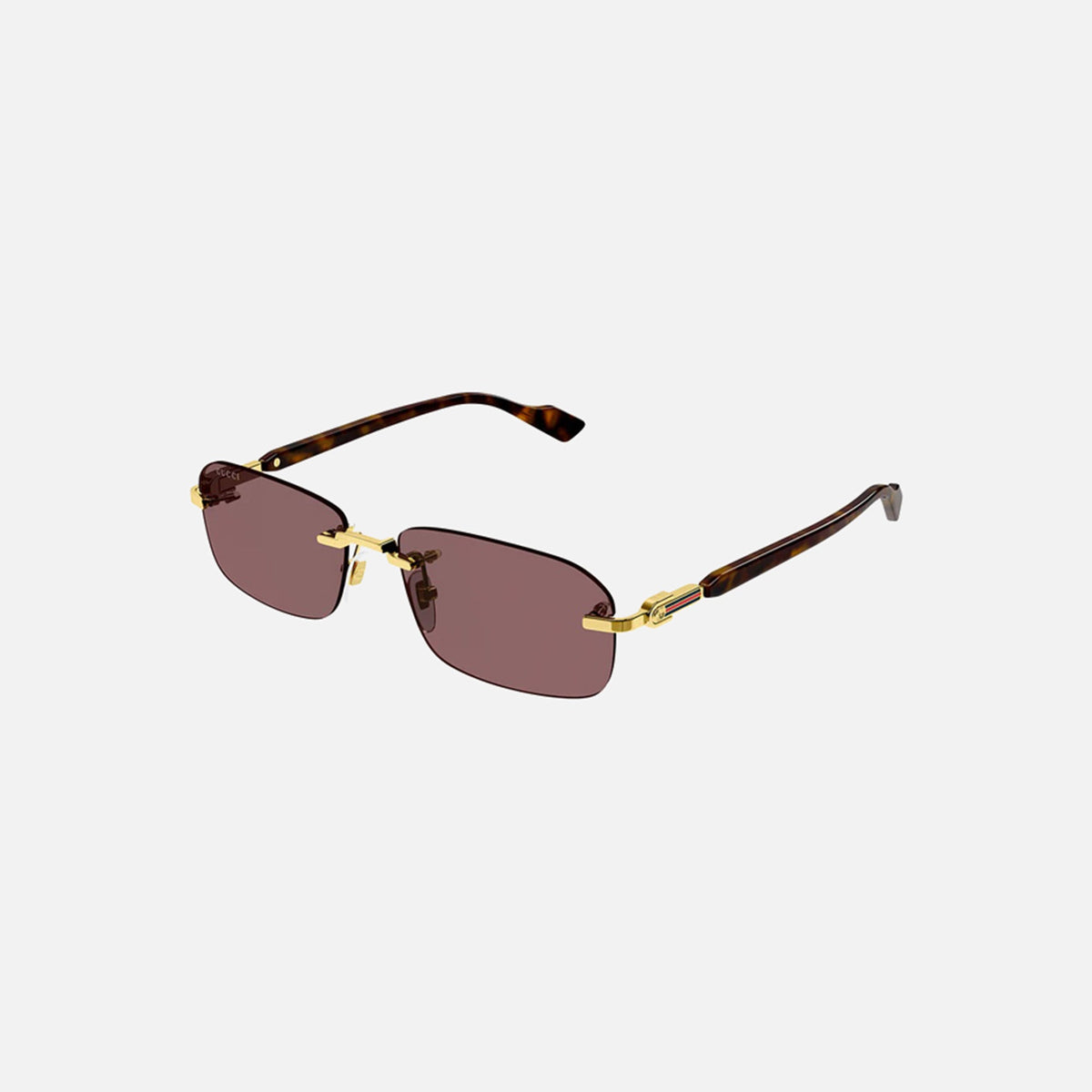 Gucci Rimless Rectangular Metal Frame - Brown / Gold / Black