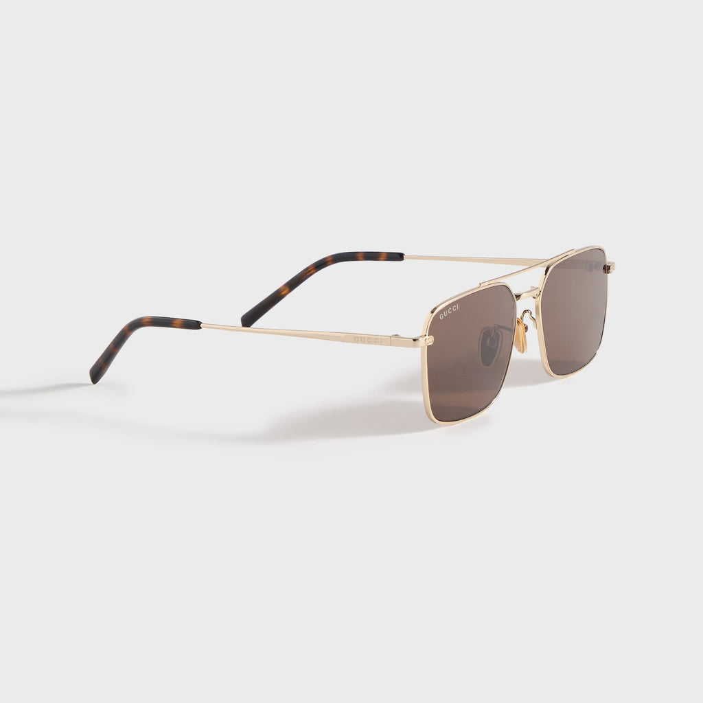 Gucci GG Rectangular Sunglasses - Gold / Brown