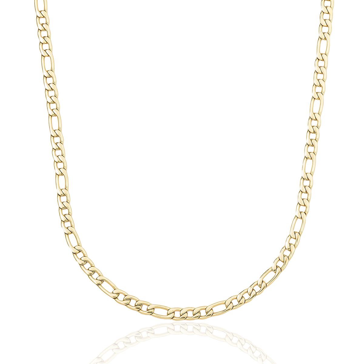 GLD Men Figaro Chain in Hollow Yellow Gold - 4mm