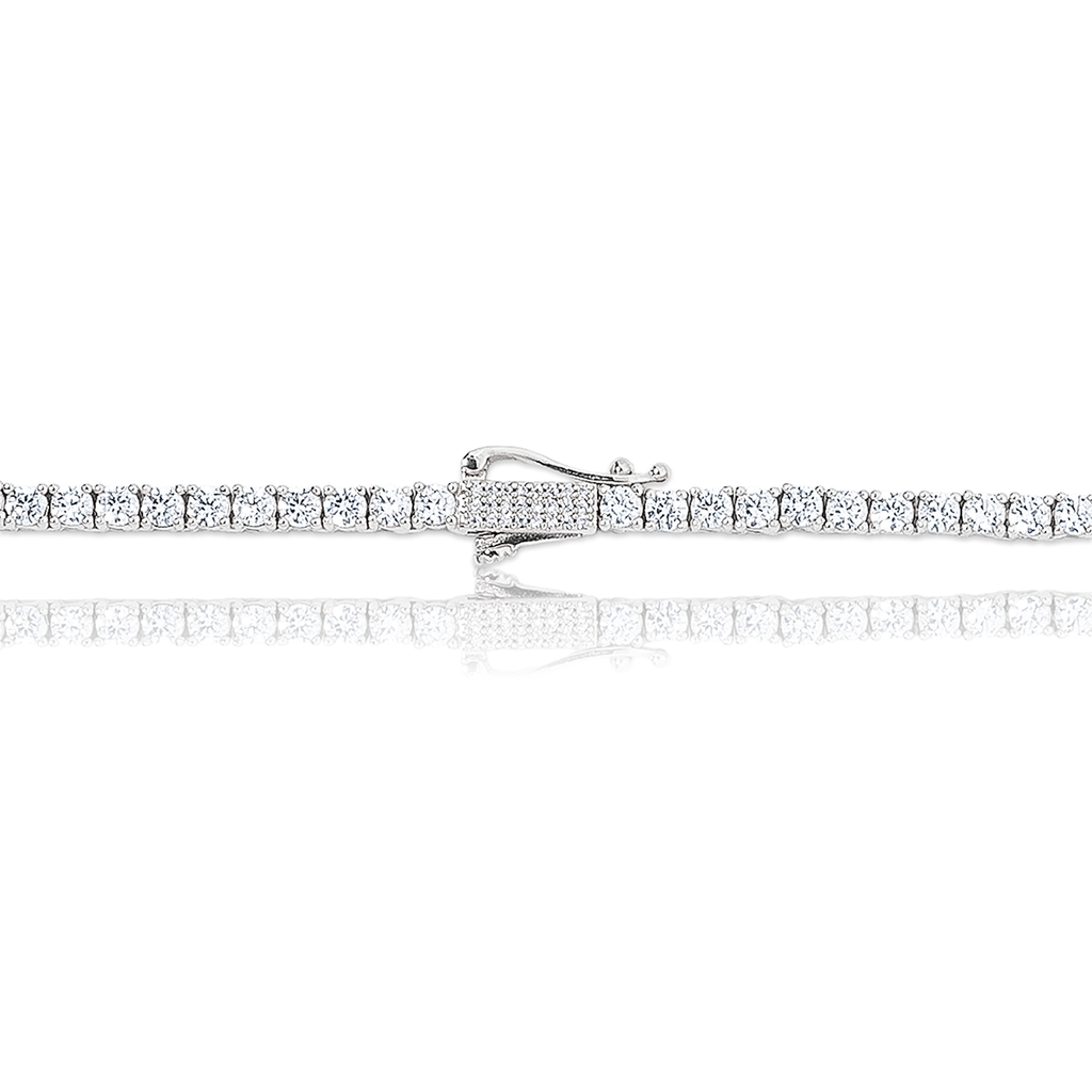 GLD Men Diamond Tennis Chain in White Gold- 3mm