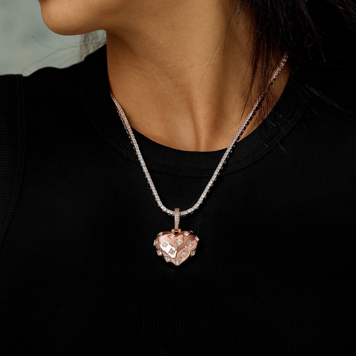 GLD Women Diamond GLD Star Heart Pendant in Rose Gold