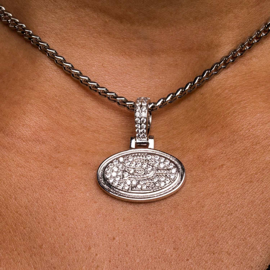 GLD Women San Francisco 49ers Official NFL Micro Logo Pendant - White Gold