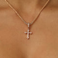 GLD Women Micro Iced Celtic Cross Pendant in Rose Gold