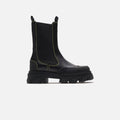 Ganni Mid Chelsea Yellow Stitch Boot - Black