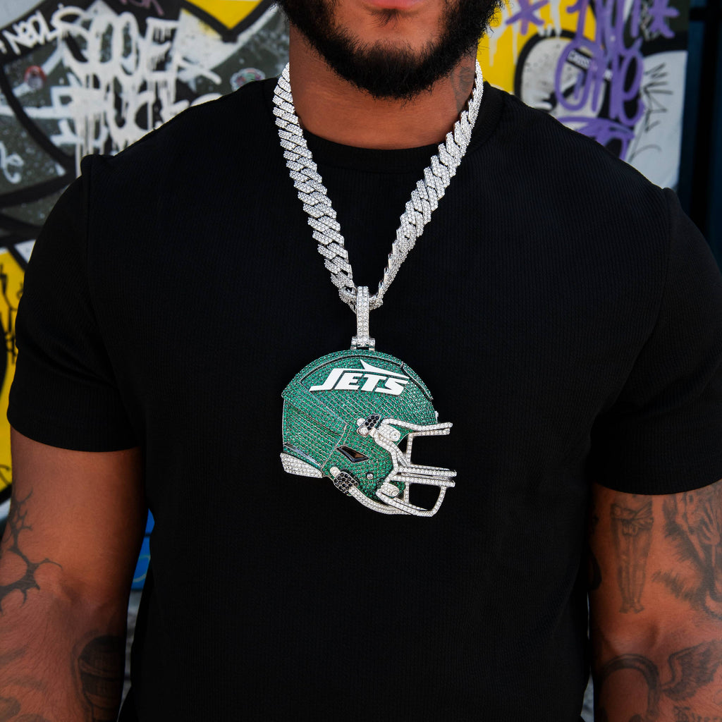 GLD Men Giant New York Jets Official NFL Helmet Pendant
