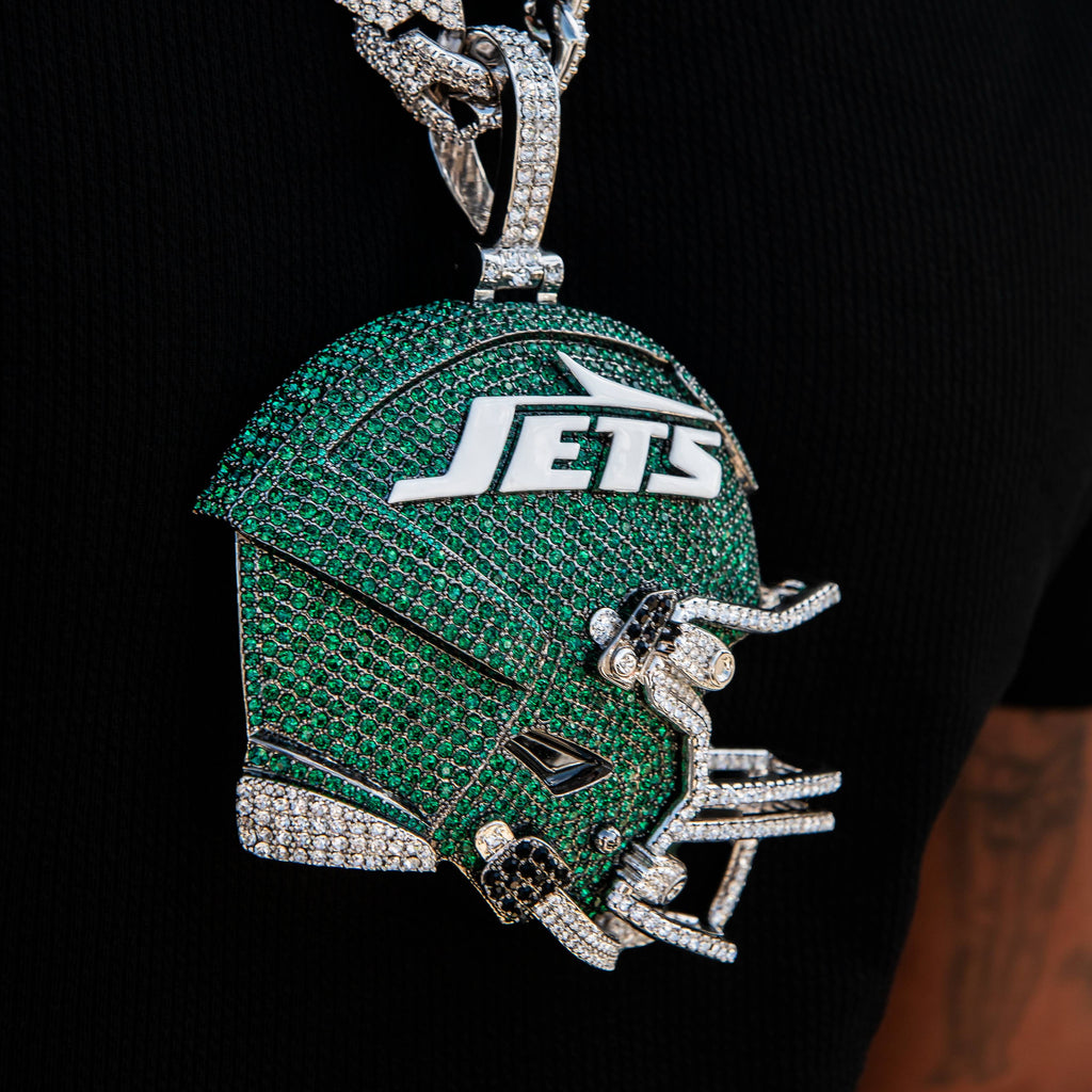 GLD Men Giant New York Jets Official NFL Helmet Pendant