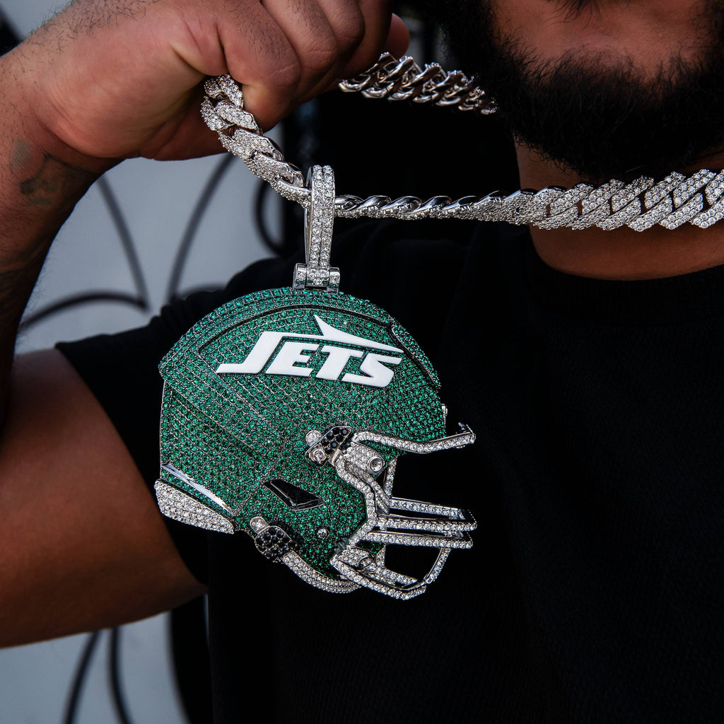 GLD Men Giant New York Jets Official NFL Helmet Pendant