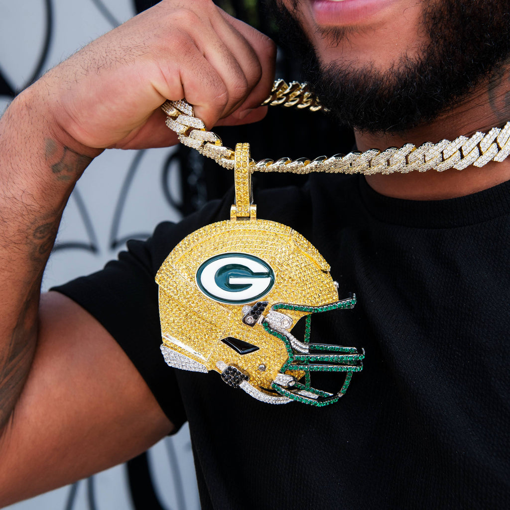 GLD Men Giant Green Bay Packers Official NFL Helmet Pendant