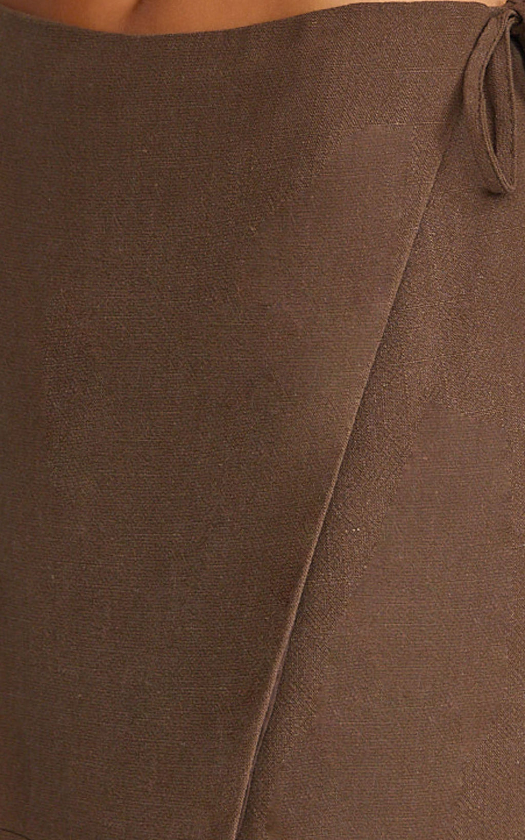 Griffin Mini Skirt - Tie Side Linen Blend Skirt in Chocolate