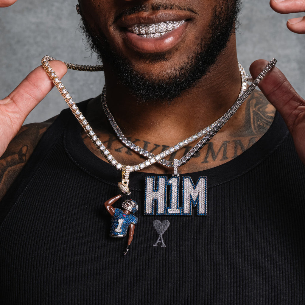 GLD Men GLD X Malik Nabers H1M Pendant in White Gold