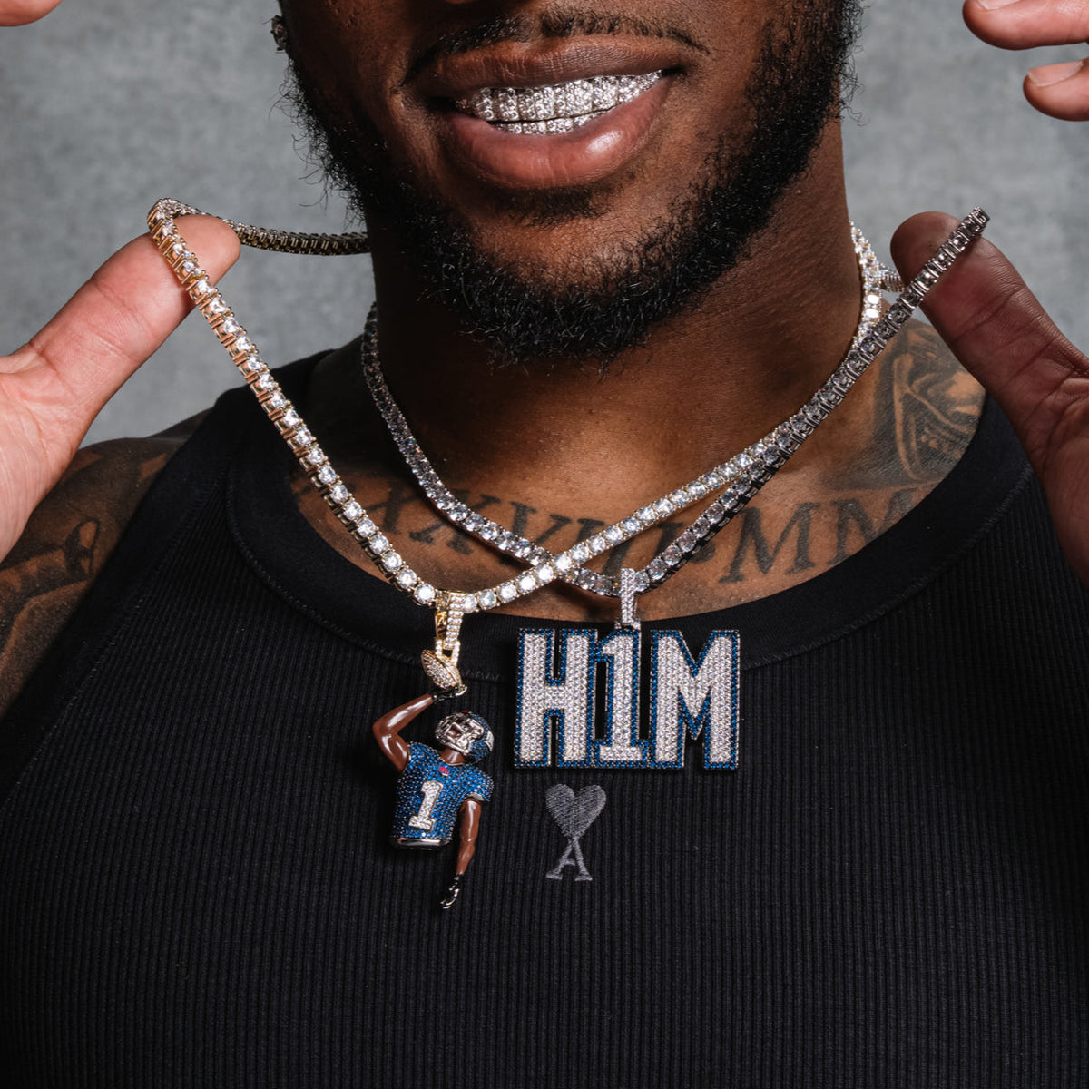 GLD Men GLD X Malik Nabers H1M Pendant in White Gold