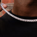GLD PROMO Iced Herringbone Chain in White Gold- 7mm